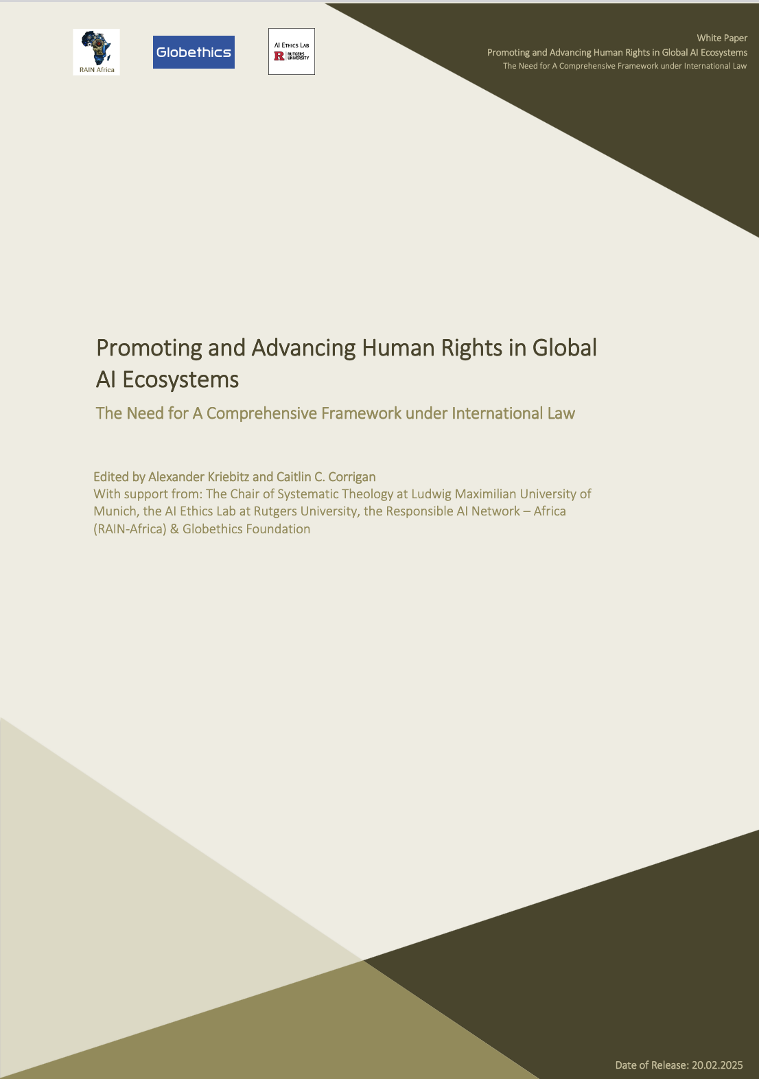Cover of the white paper Promoting and Advancing Human Rights in Global AI Ecosystems