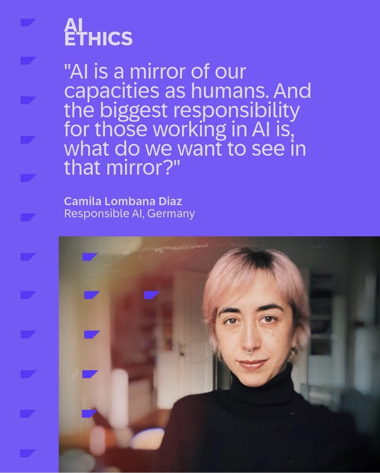 SAP social media post with Camila’s quote: AI is a mirror of our capacities as humans